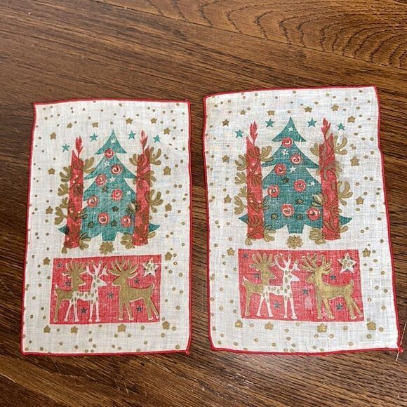 Vtg Mid Century Lewis Garland Christmas/Holiday themed cocktail napkins in folio - Picture 6 of 13